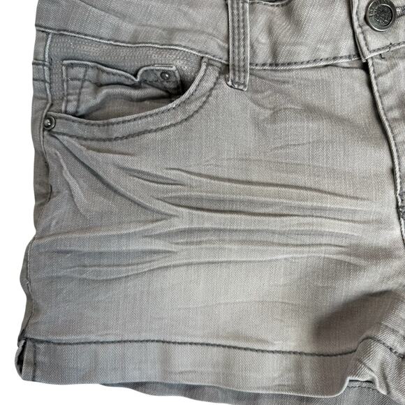 Womens Distressed Gray Denim Shorts Size 11 Sequins Casual Grunge Glam Summer - Picture 4 of 13